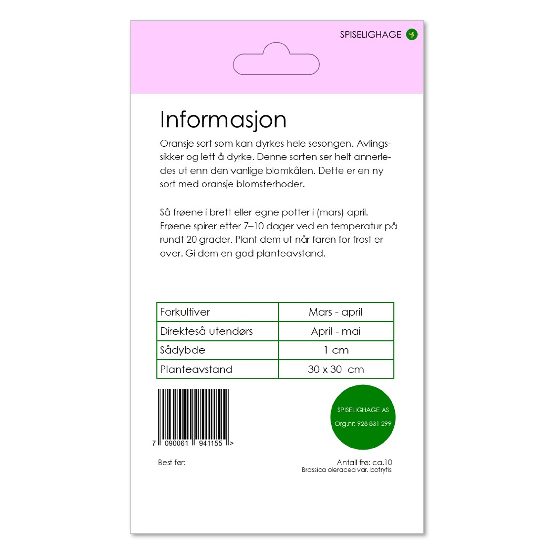 SPISELIGHAGE® BLOMKÅL- CLEMENTINE - Bilde 2