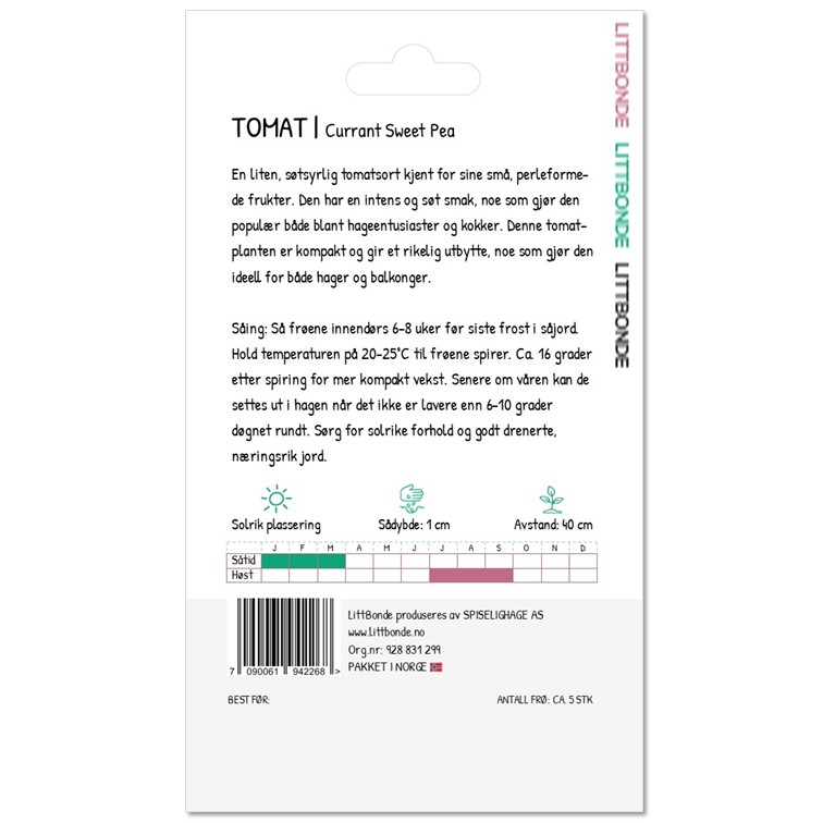 LITTBONDE® TOMAT - Currant Sweet Pea - Bilde 2